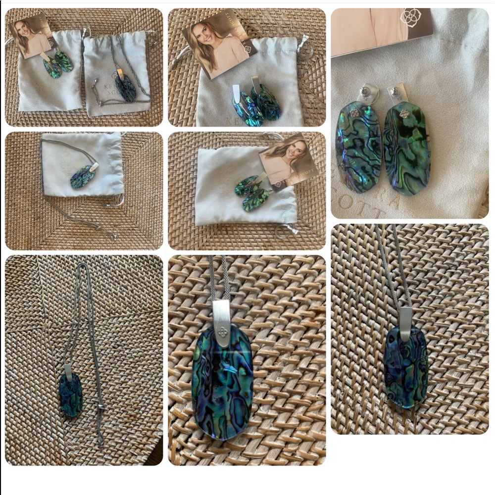 Kendra Scott Aragon Set ~ Drop Earrings & Pendant Necklace in Silver